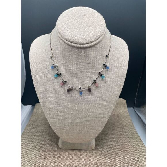 Lia Sophia Chatterbox Necklace Adjustable Silver Tone - Picture 1 of 7